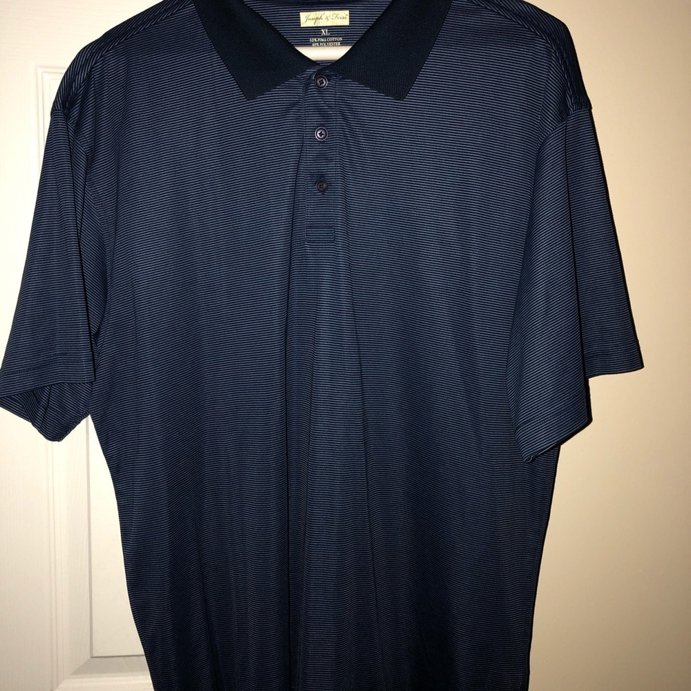 Blue striped polo shirt